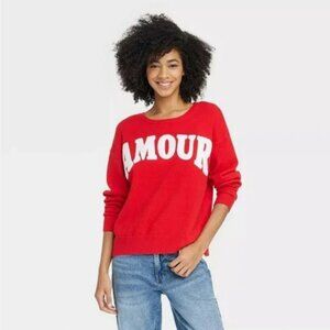 33 Degrees AMOUR Graphic Sweater NWT Red